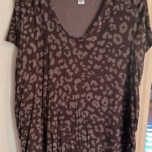 Old Navy Brown Leopard Print Short Sleeve Top